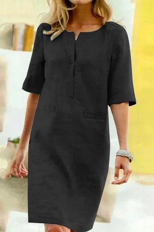 BelleRue - Robe droite à manches courtes