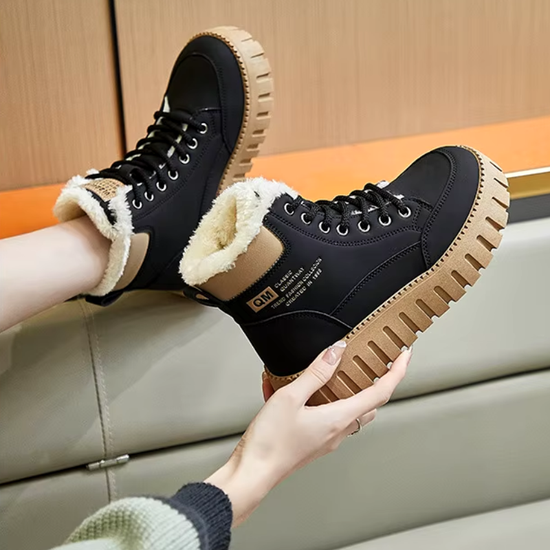 IceLace - Bottes d'Hiver pour Femmes avec Lacets, Doublure en Fourrure et Semelle Épaisse