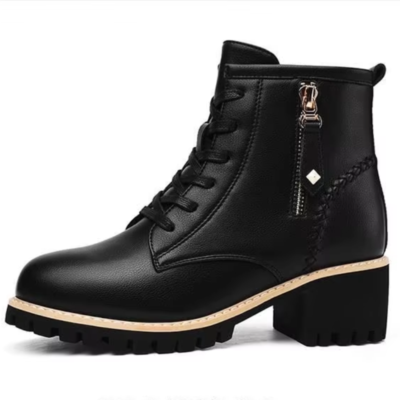 RobustLace - Bottes d'Hiver pour Femmes avec Lacets et Talon Robuste pour le Confort