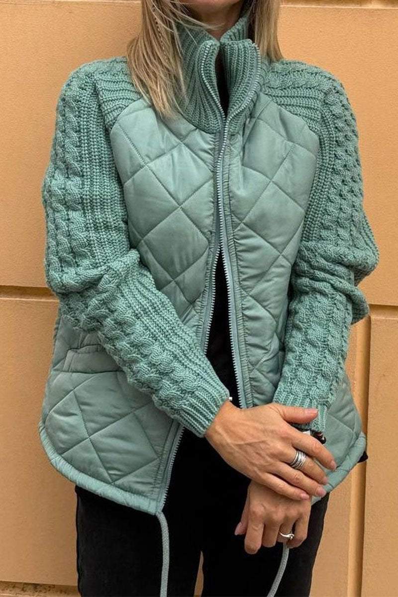 Jade - Veste Décontractée Unie - Patchwork Contrastant - Avec Fermeture Éclair