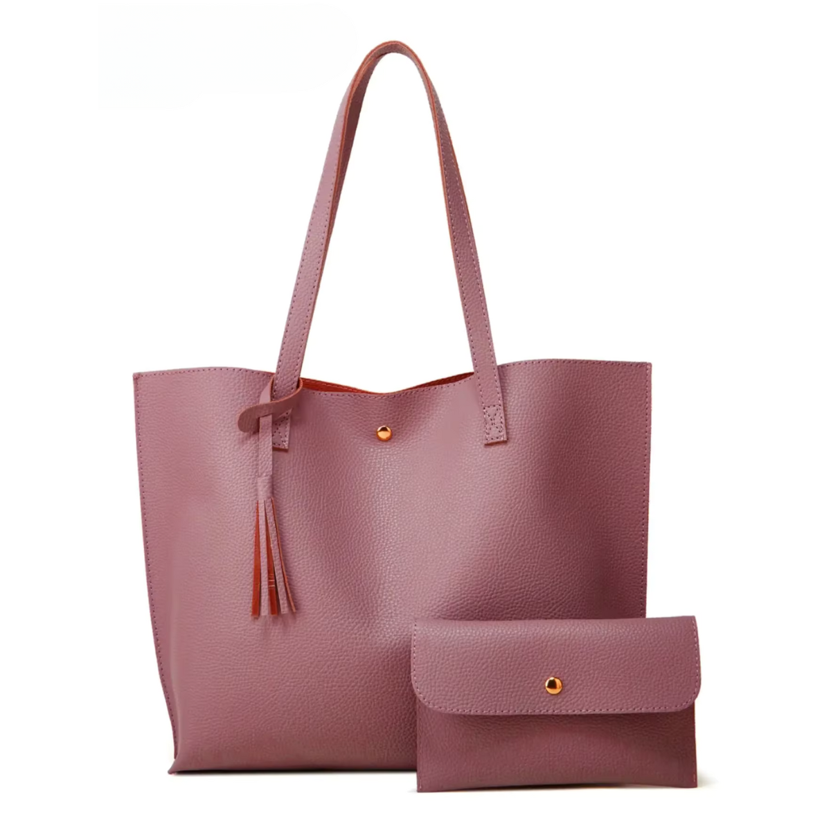 Sac à main rose avec portefeuille assorti