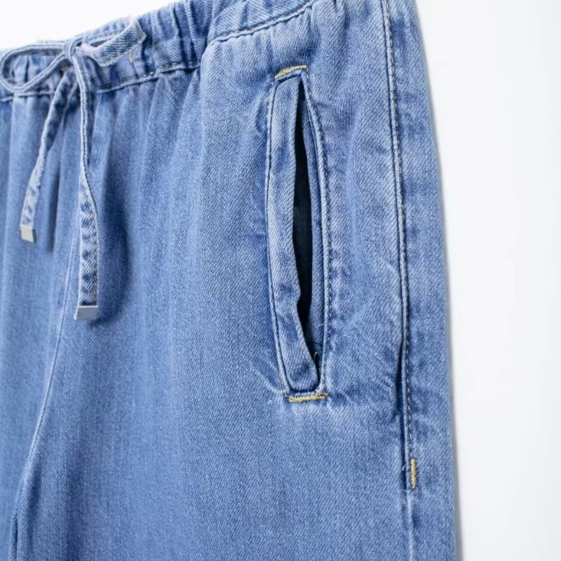 Ensemble en denim urbain décontracté bleu clair pour femmes
