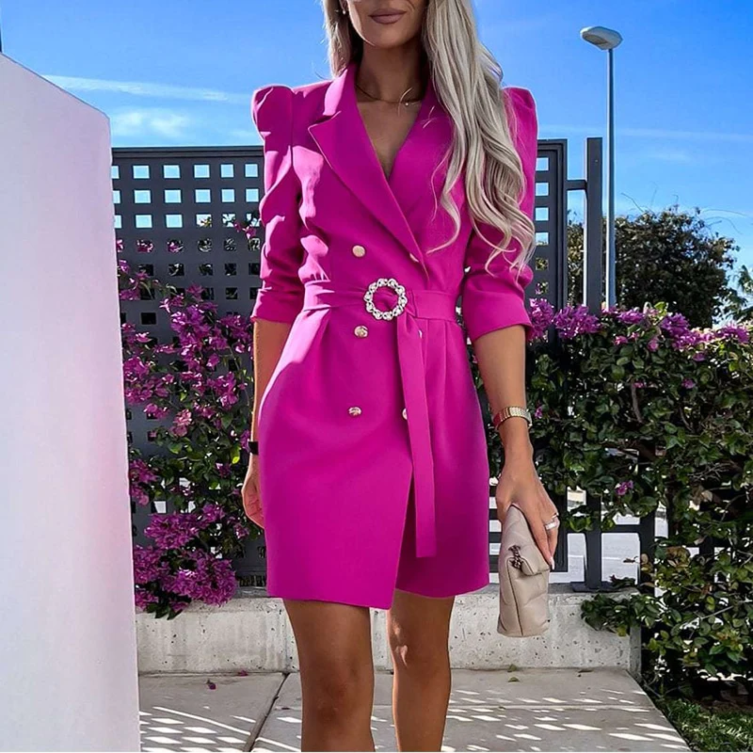 Celine - Robe blazer avec ceinture ajustable