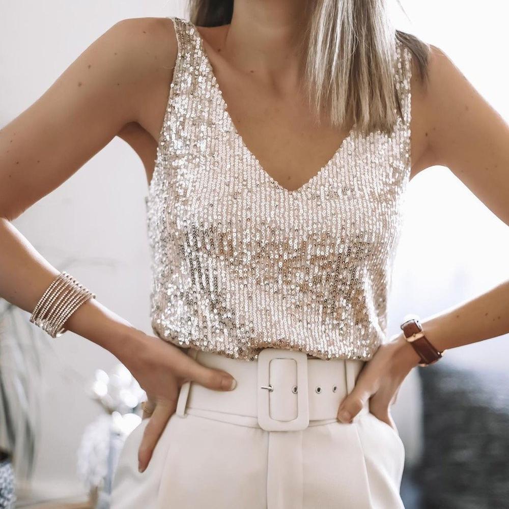 Lois - Top élégant à paillettes