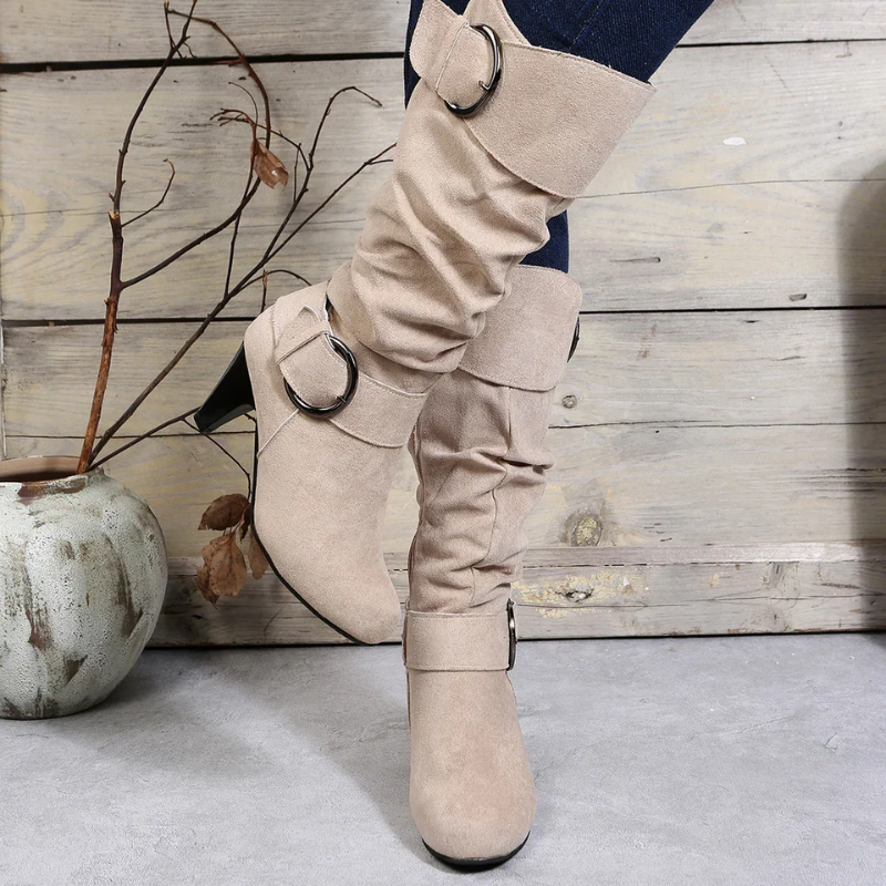 Zoë - Bottes hautes à bout pointu avec fermeture éclair et boucle