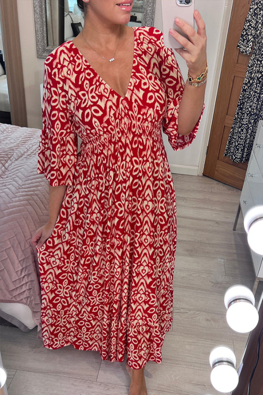 Lianne - Robe maxi à col en V sophistiquée