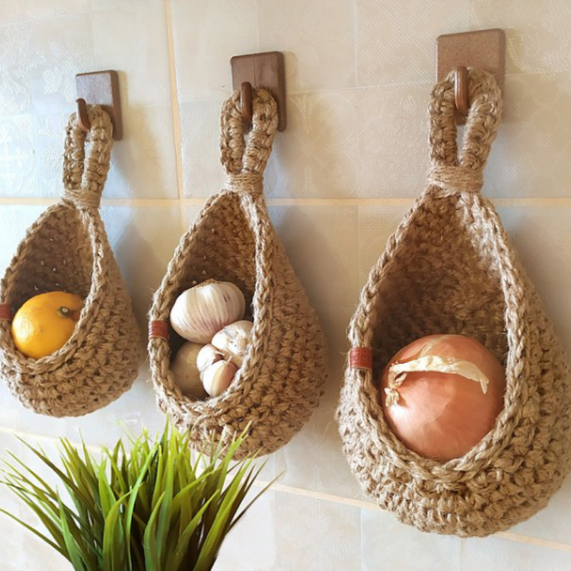 Panier Suspendu WallWeave - Rangement de Légumes et Fruits au Mur