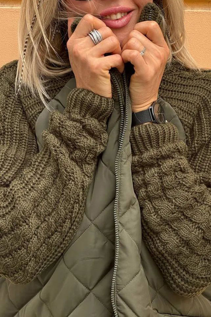 Jade - Veste Décontractée Unie - Patchwork Contrastant - Avec Fermeture Éclair