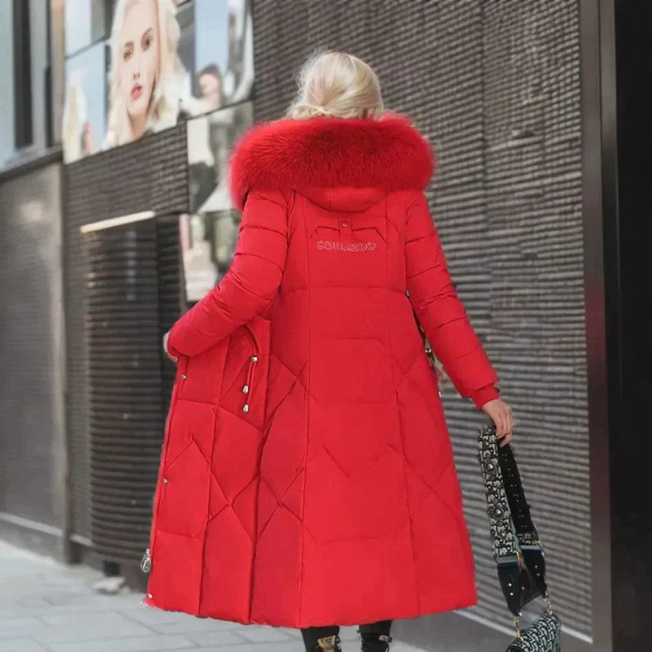 Nordiva - Manteau d'hiver long avec fausse fourrure