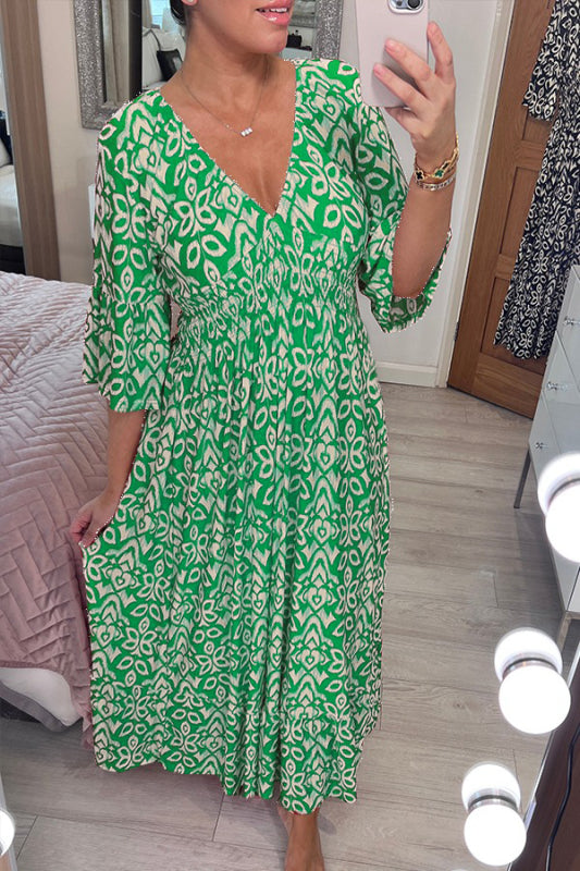 Lianne - Robe maxi à col en V sophistiquée