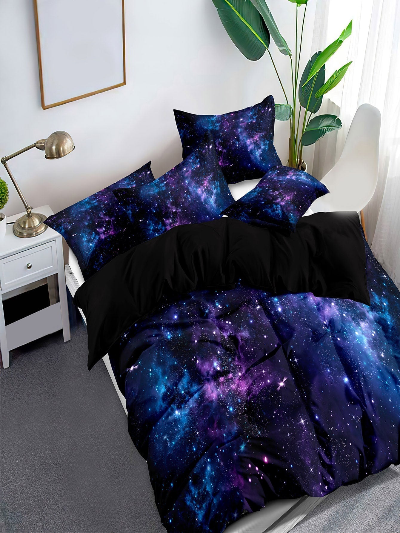 Ciel étoilé - Ensemble de housses de couette inspiré de l'espace pour une chambre moderne