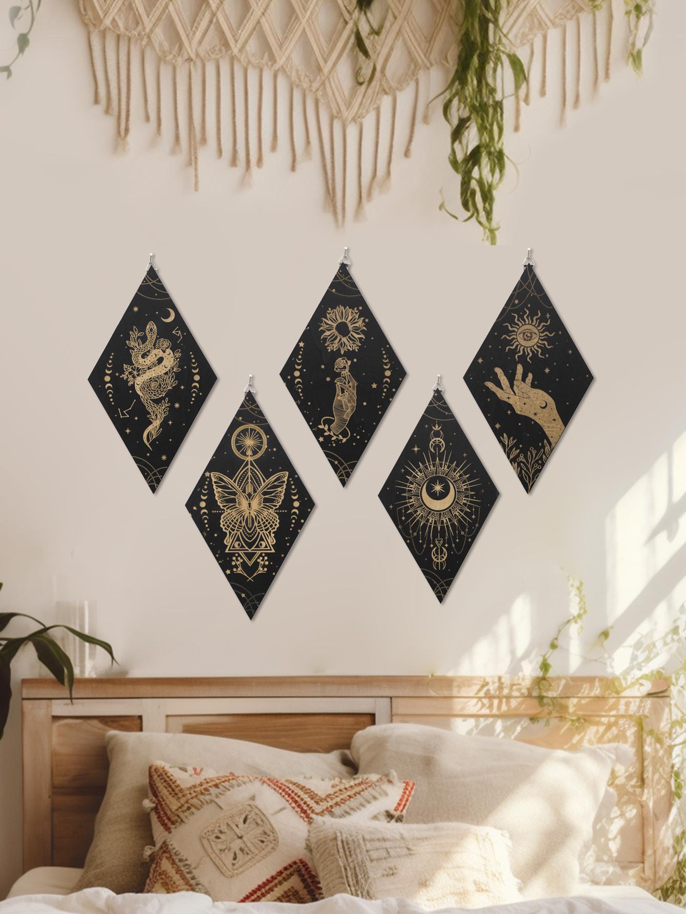 Décor Murale en Diamant en Bois - Magie Éclairée par la Lune pour Votre Intérieur