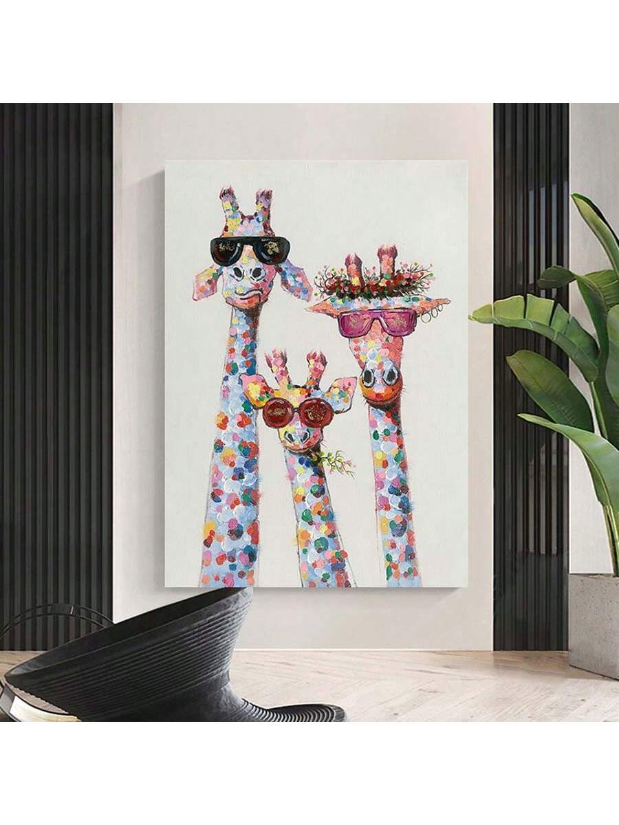 Famille de Giraffes Adorables Canvas - Décoration Parfaite pour Chambre d'Enfant