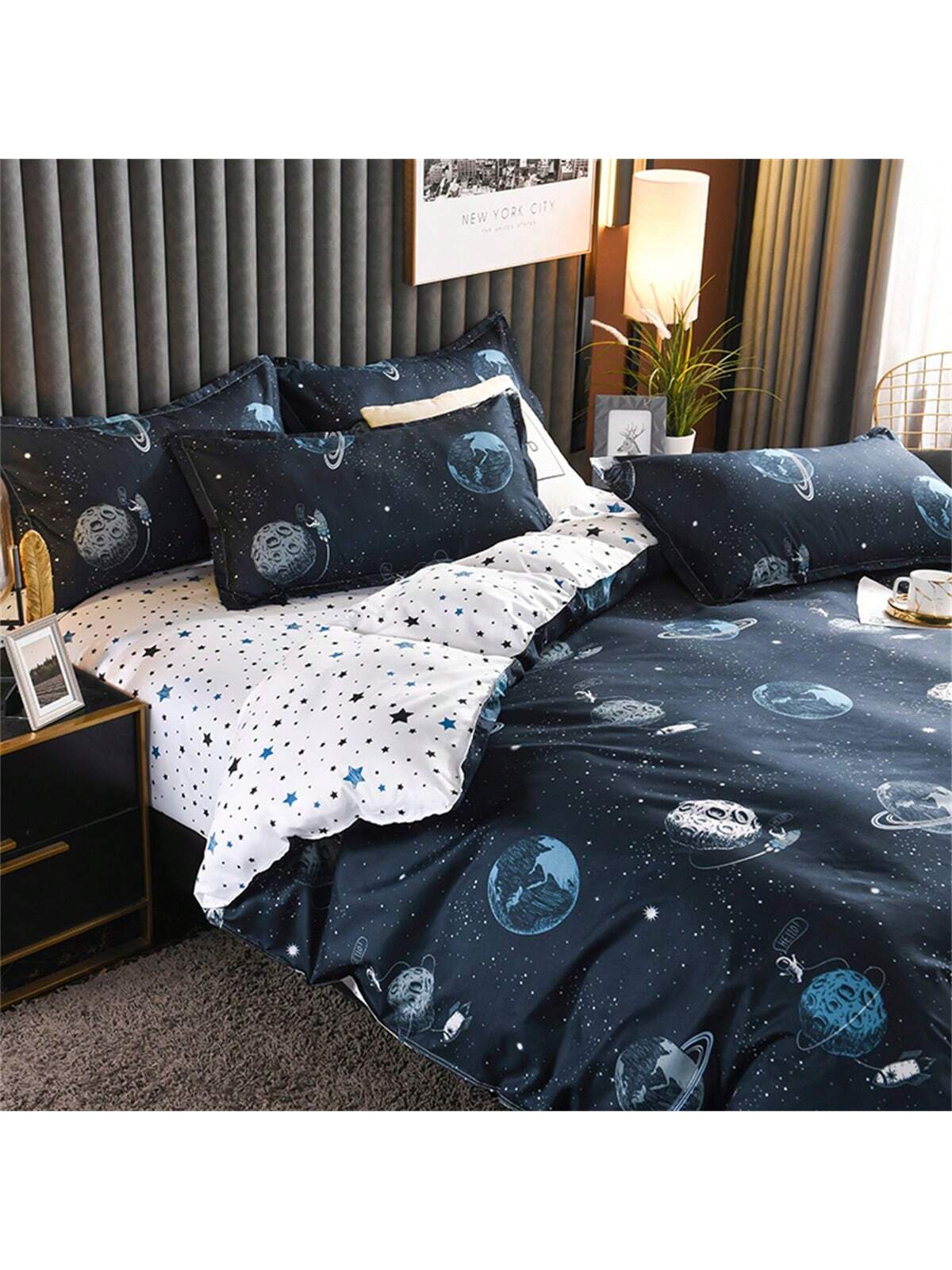 Éclat des Étoiles - Housse de Couette avec Motif Étoilé pour un Aspect Luxueux