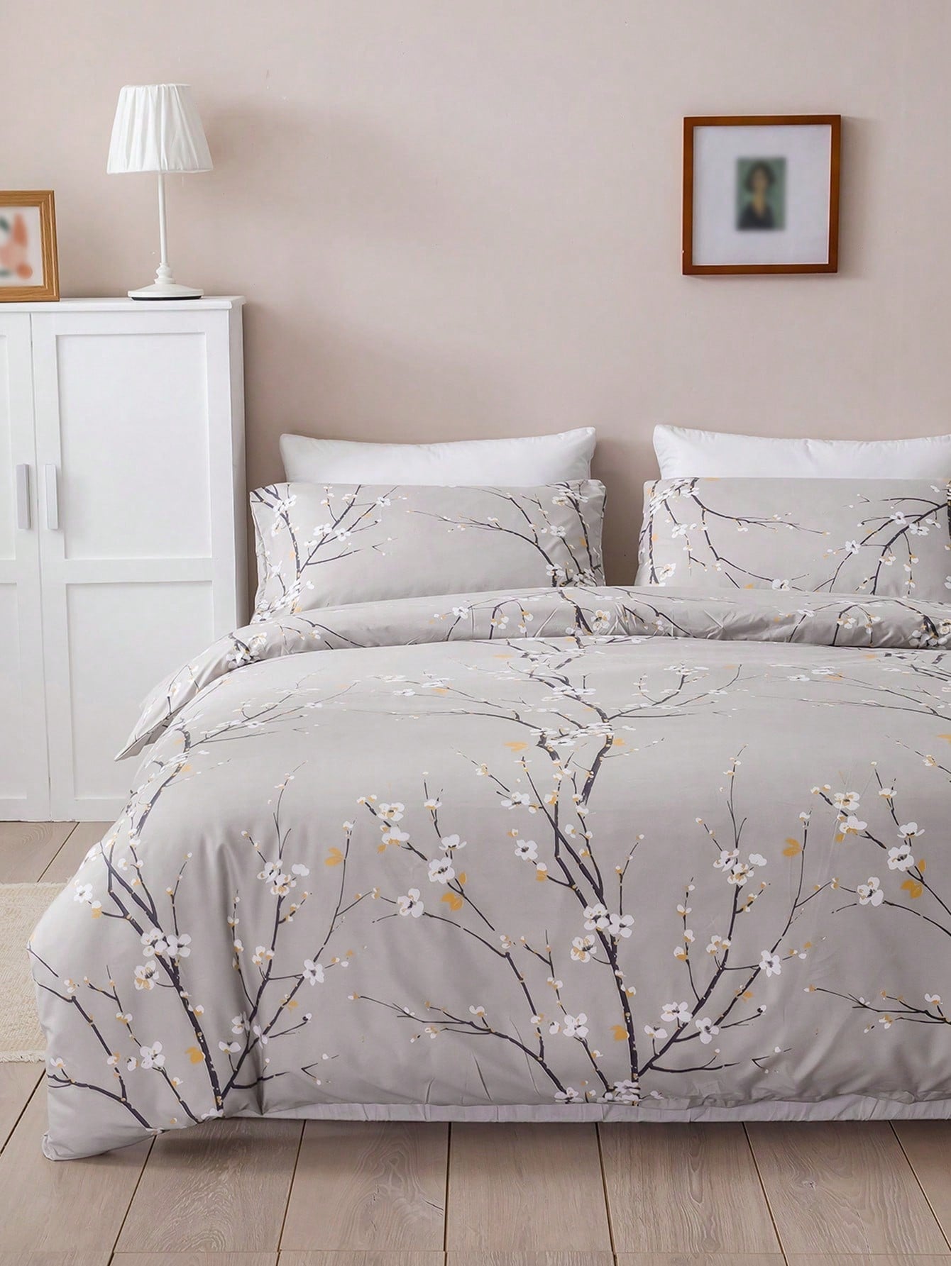 Paradis des Fleurs - Magnifique Ensemble de Housse de Couette avec Design de Fleurs de Prunier