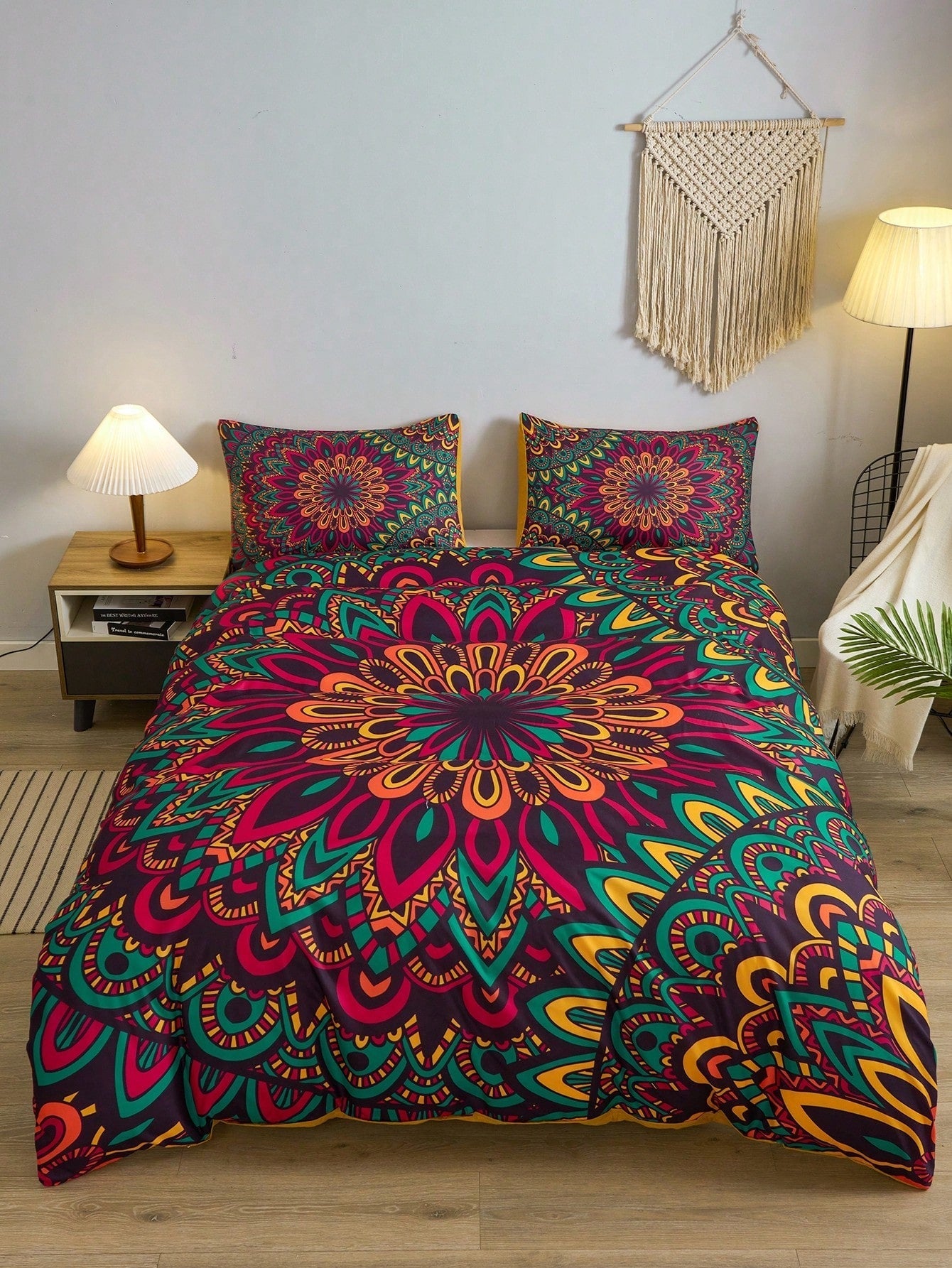 Ensemble de Housse de Couette Mandala Bohème - Design Artistique Unique pour une Rénovation de Chambre à Coucher