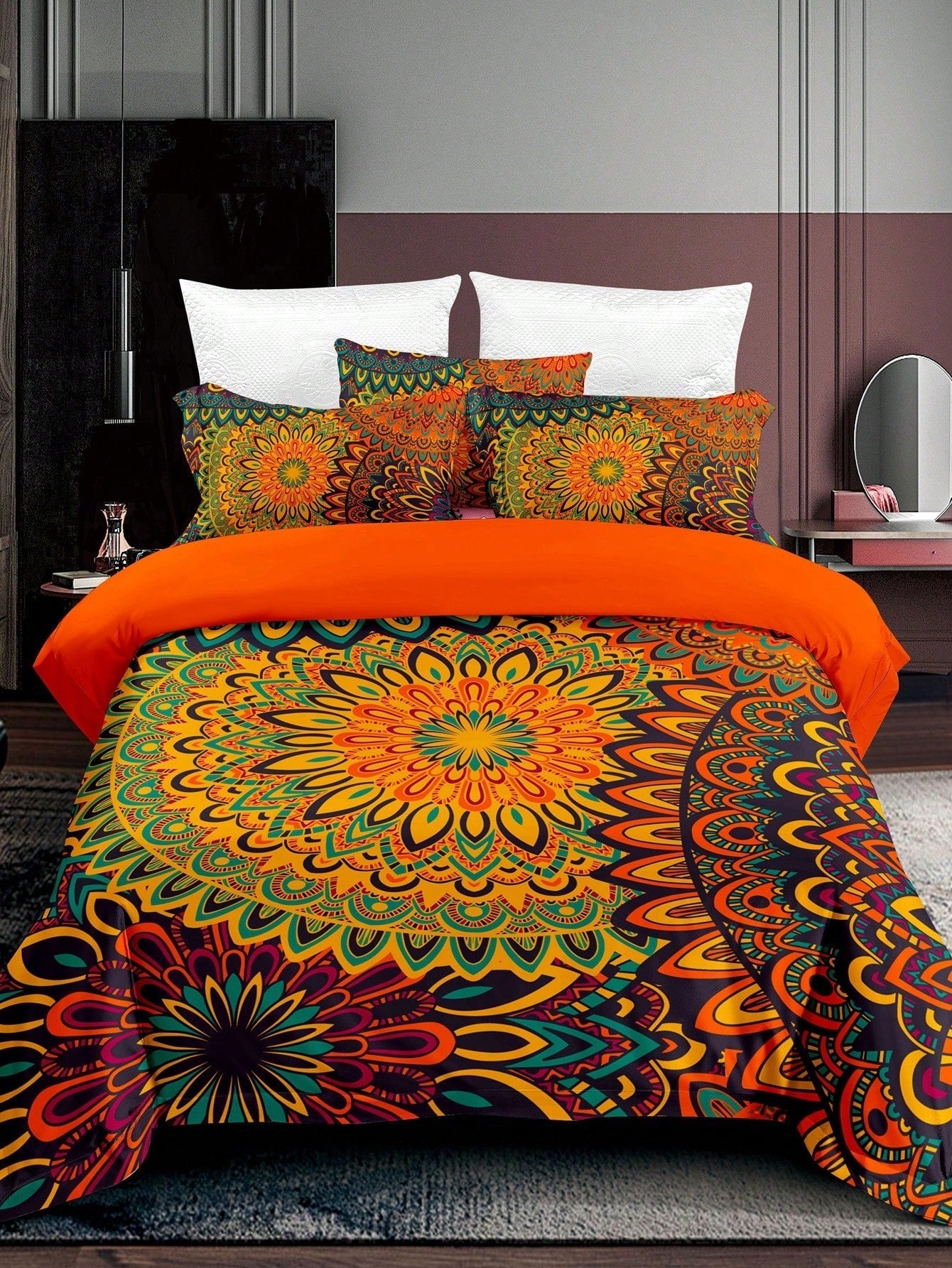 Ensemble de Housse de Couette Mandala Bohème - Design Artistique Unique pour une Rénovation de Chambre à Coucher