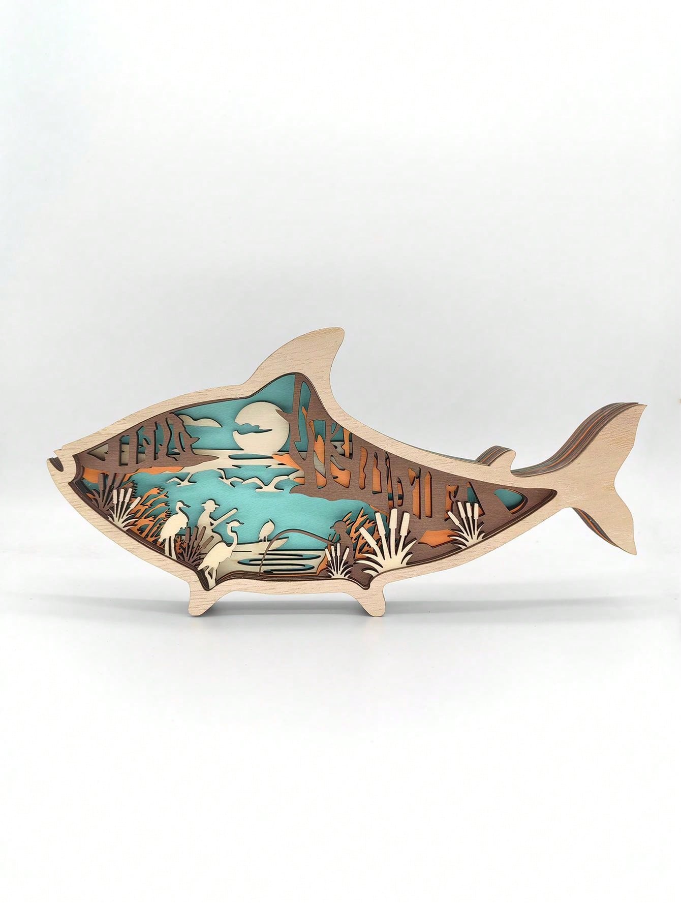 Sculpture de Poisson Océanique - Décoration en Bois Artisanale pour la Maison & le Bureau