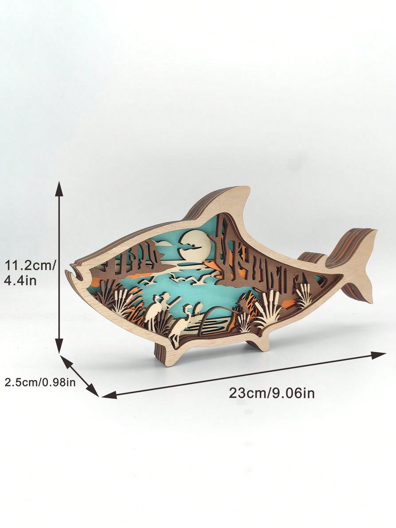 Sculpture de Poisson Océanique - Décoration en Bois Artisanale pour la Maison & le Bureau