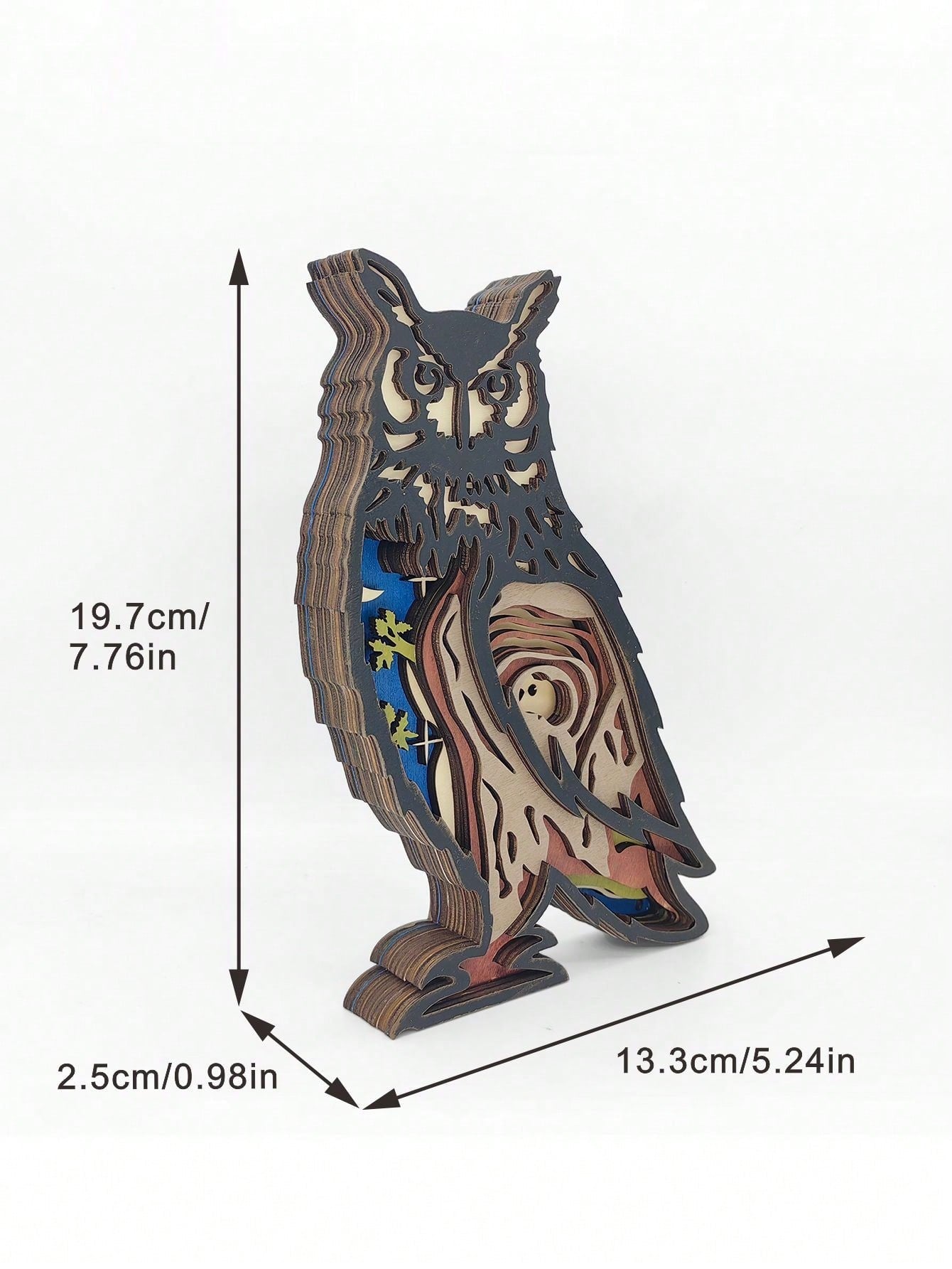 Ornement en Bois de Hibou Sculpté - Décor Créatif d'Animaux des Bois pour Maison & Bureau