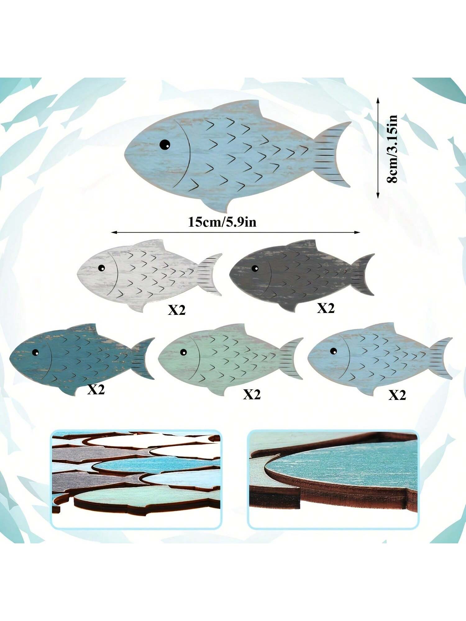 Kustcharme : Décoration Murale École de Poissons en Bois