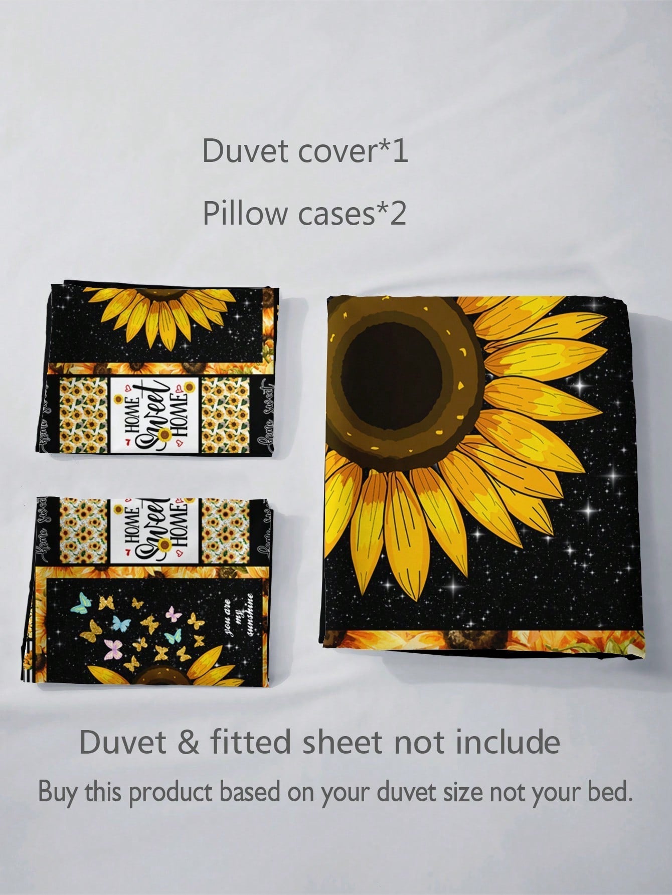 Ensemble de Literie Rustique Tournesol - Imprimé Floral Éclatant pour un Style de Chambre Chaleureux (3 Pièces)