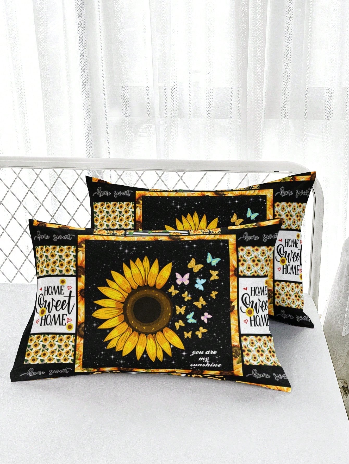 Ensemble de Literie Rustique Tournesol - Imprimé Floral Éclatant pour un Style de Chambre Chaleureux (3 Pièces)