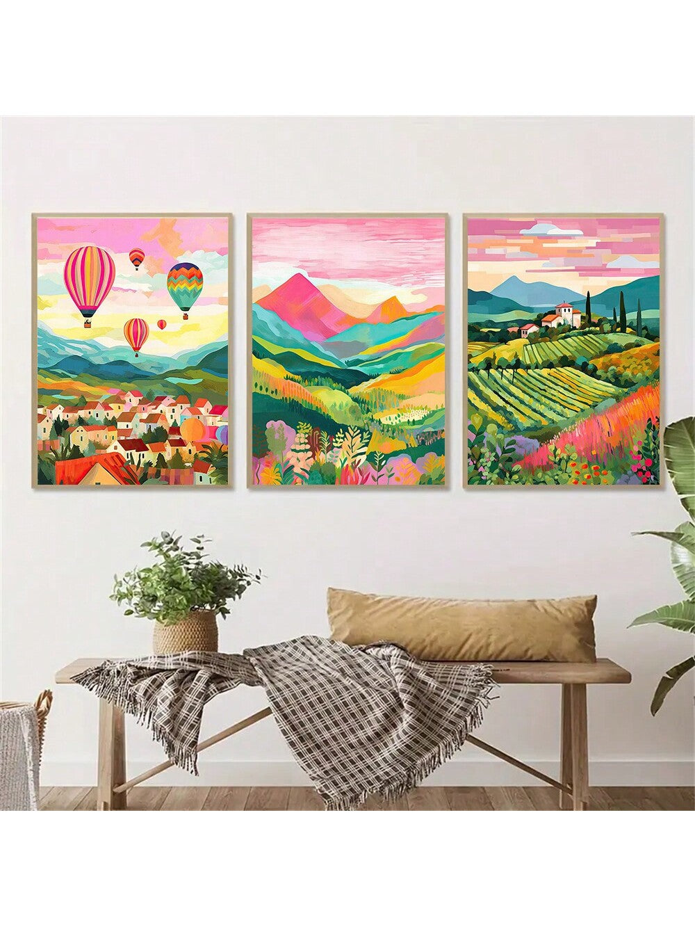 Ensemble de Posters de Paysages Naturels Vifs (3 pièces) - Fleurs & Montagnes Sans Cadre