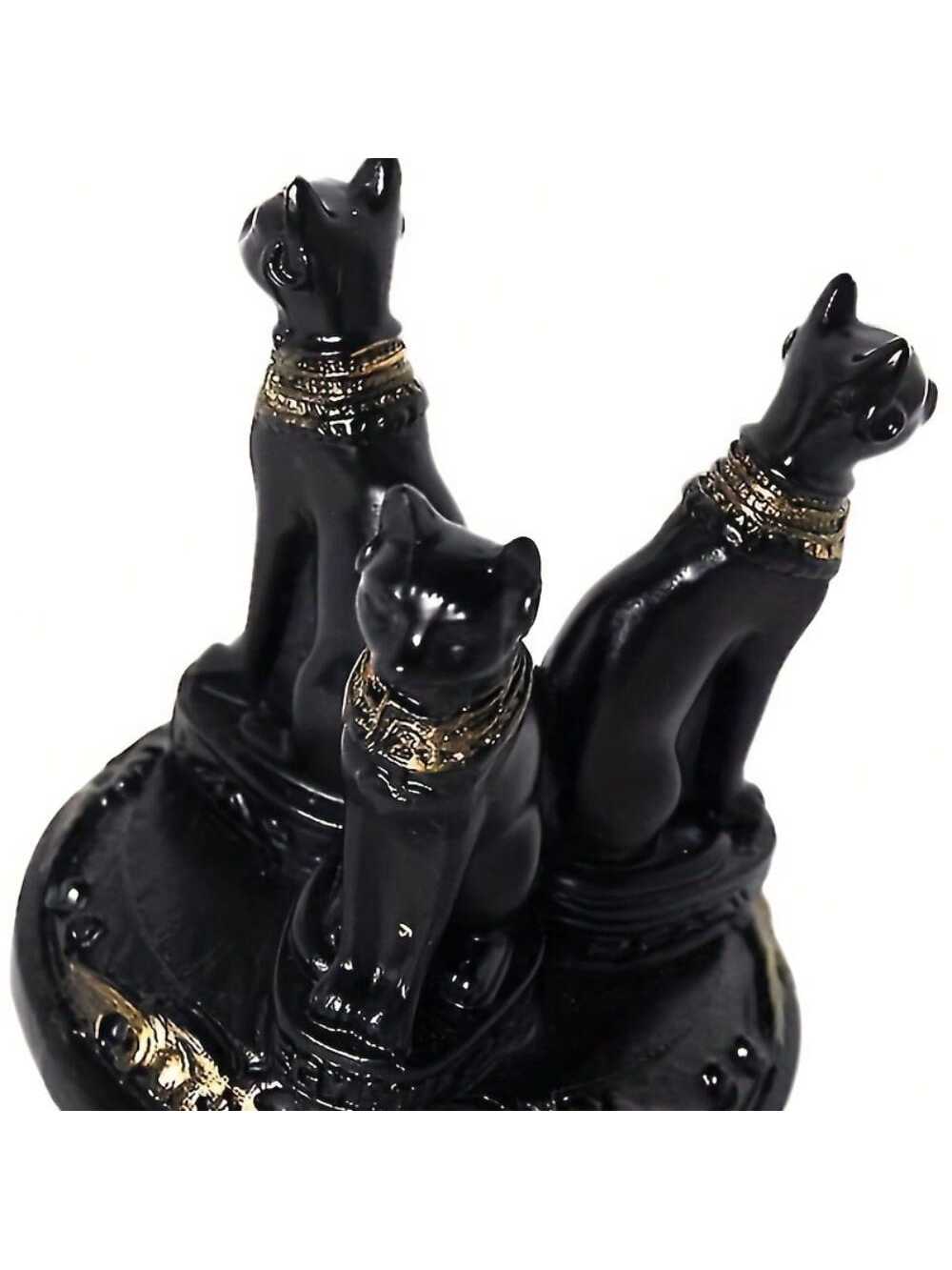 Chat Élégant Bastet avec Boule de Cristal - Statue Envoûtante en Résine pour Maison & Jardin