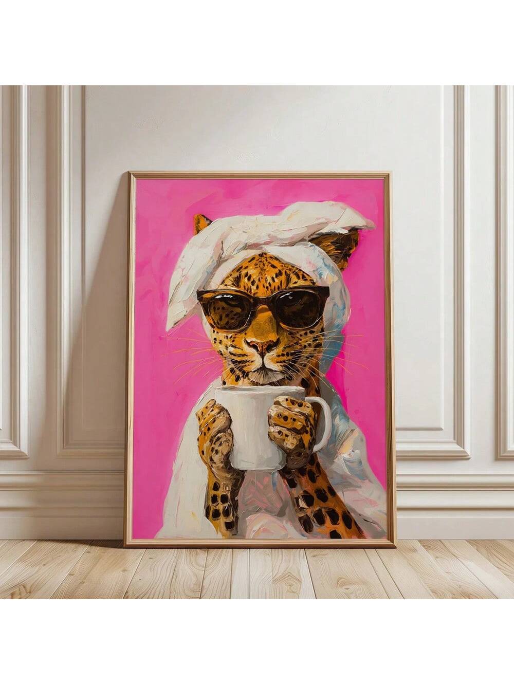 Toile de Café Léopard Tendance - Art Animalier Chic pour Intérieur Esthétique