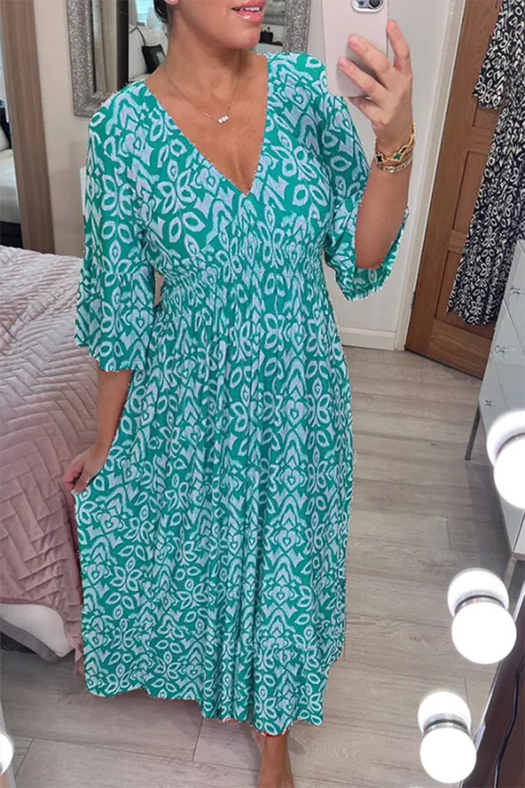 Lianne - Robe maxi à col en V sophistiquée