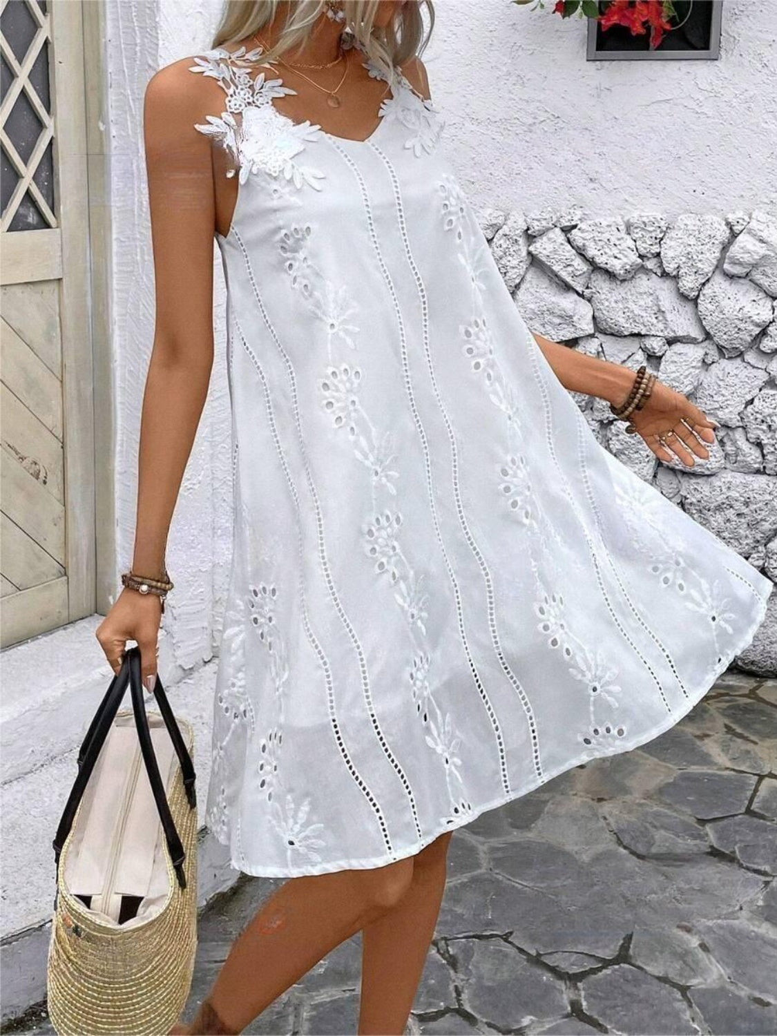 MonLu - Robe mini sans manches en dentelle