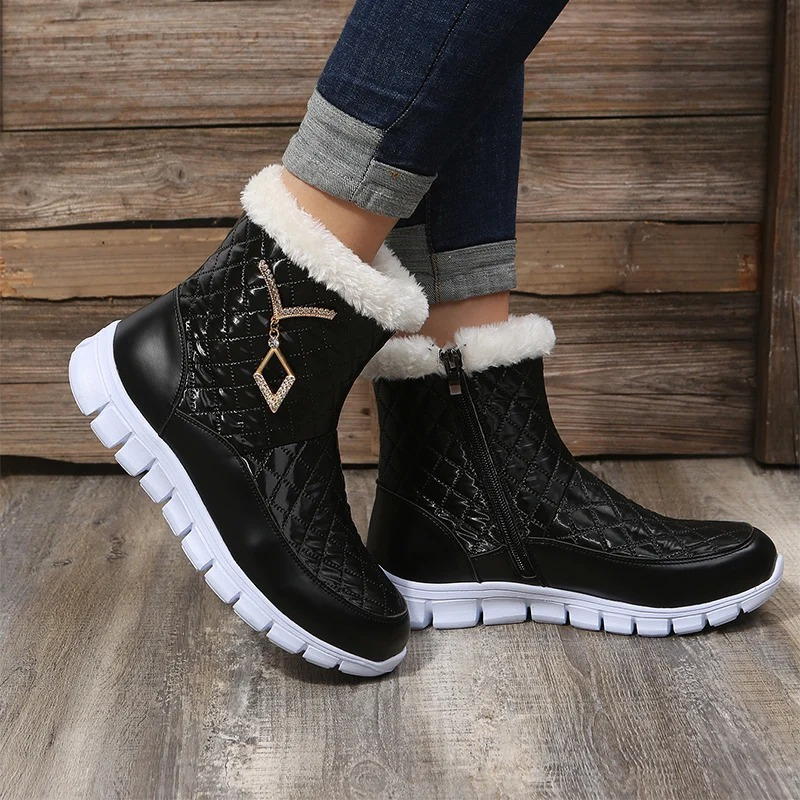 CloudZip - Bottes d'Hiver pour Femmes Avec Doublure en Fourrure et Fermeture Éclair pour le Confort