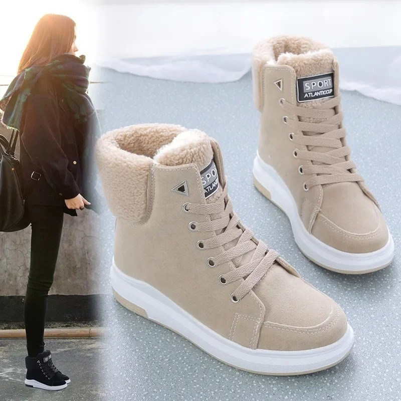 VelvetGrip - Bottes d'hiver pour femmes avec lacets, zip et semelle robuste