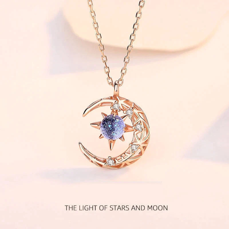 Lotte - Collier avec pendentif croissant de lune et étoile