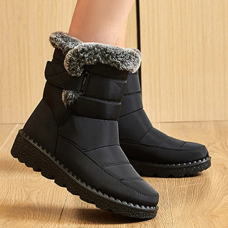 GlamShield - Bottes d'Hiver pour Femmes avec Col en Fourrure et Design Résistant à l'Eau