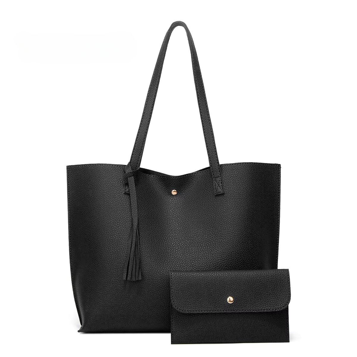 Sac à main noir avec portefeuille assorti