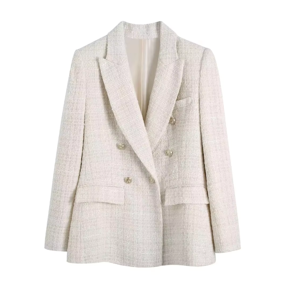 Blazer blanc chic à double rangée de boutons