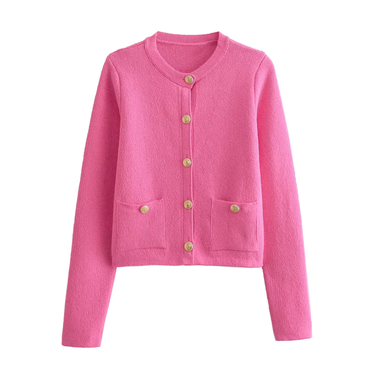 Lesly - Cardigan Chic Rose avec Boutons pour Femmes