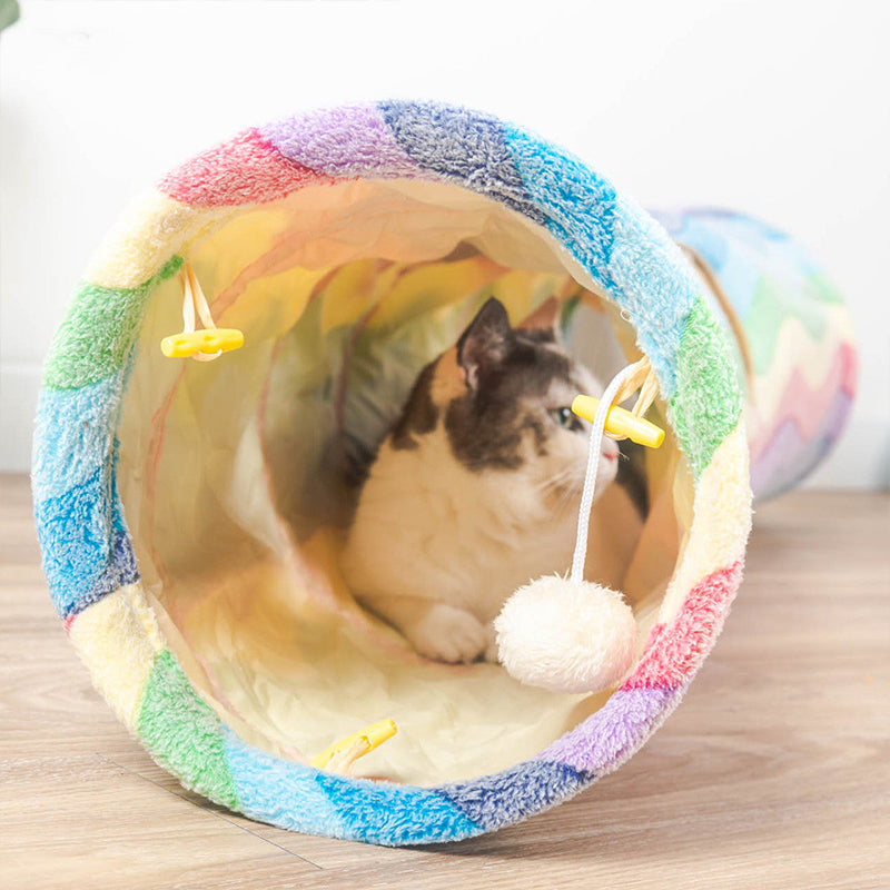 Tunnel pour chats arc-en-ciel - Plaisir de jeu illimité