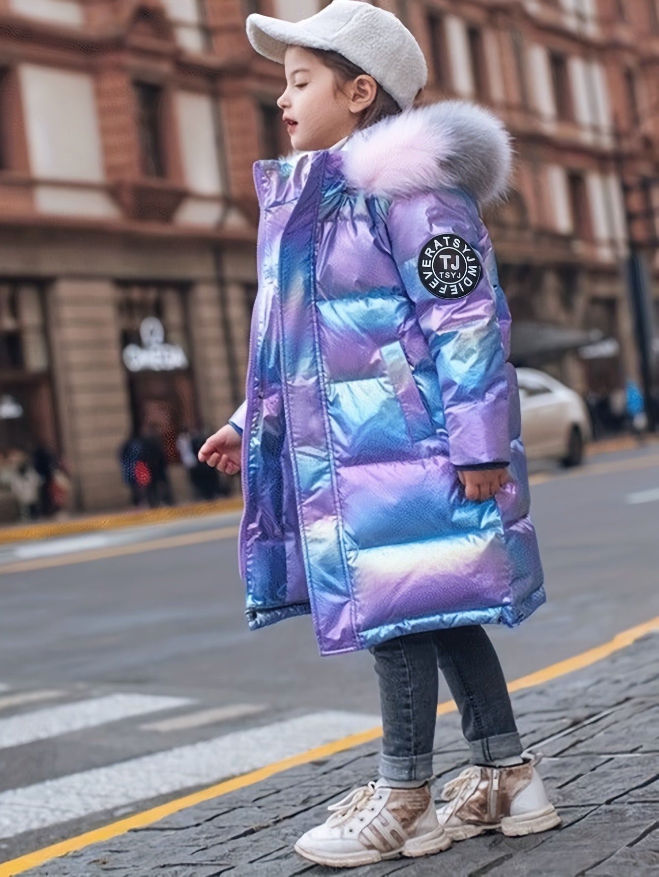 Tessa - Manteau d'hiver avec col en fausse fourrure pour filles