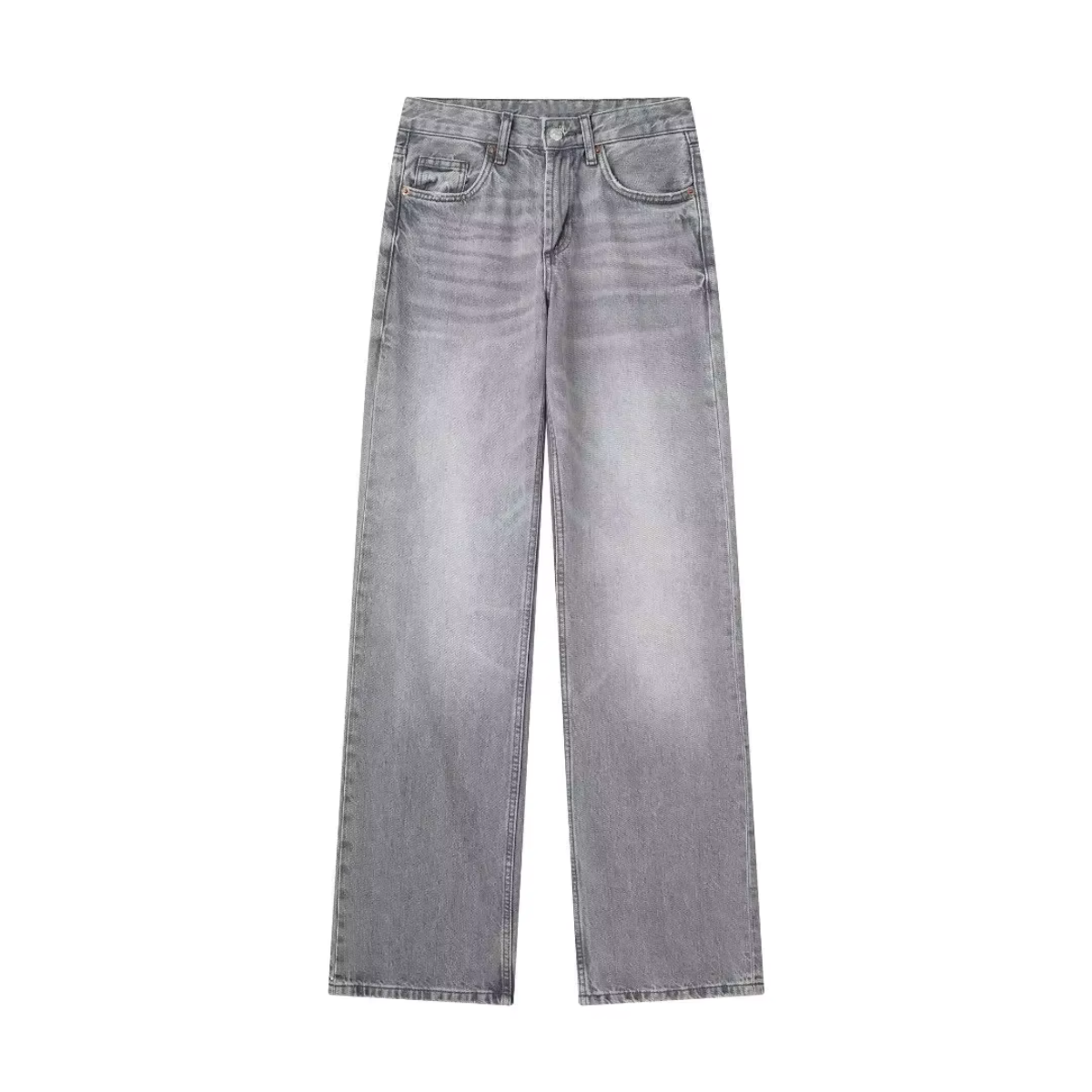 Eva - Jean en Denim Gris à Taille Haute pour Femmes