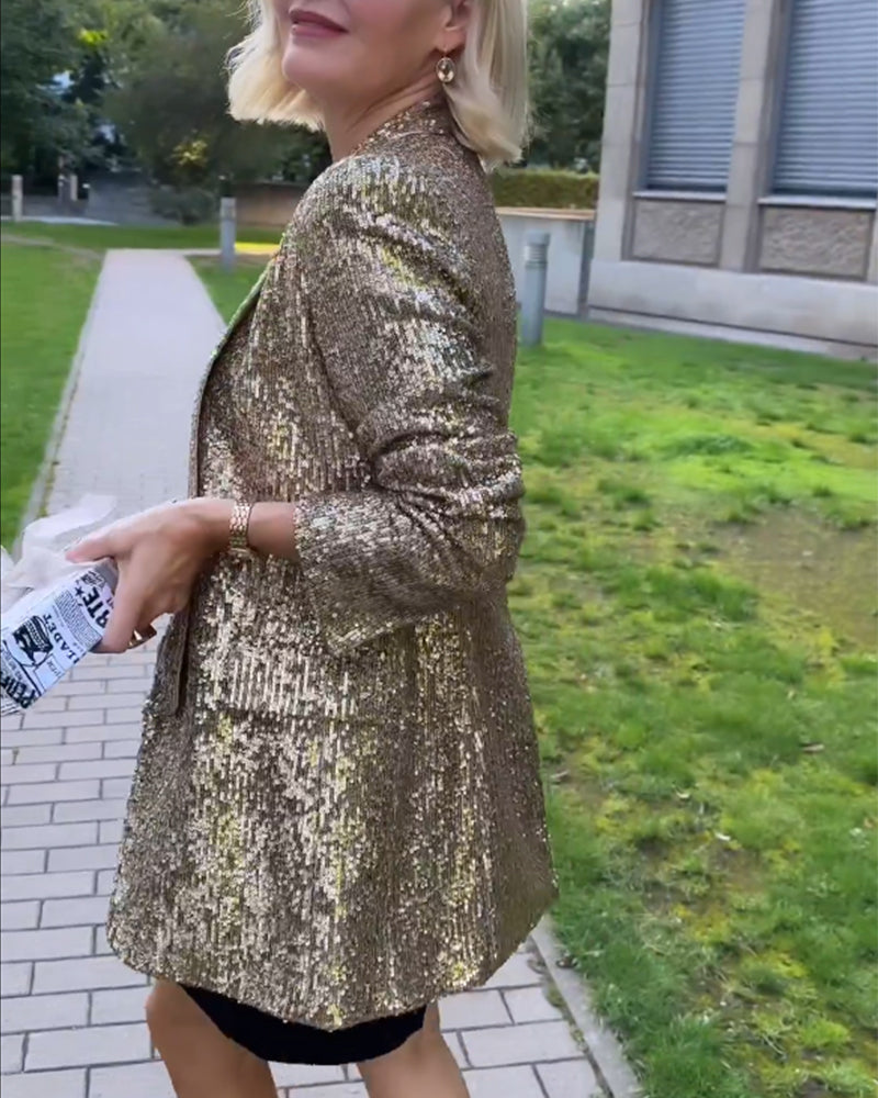 Amber - Veste à paillettes d'or et sequins