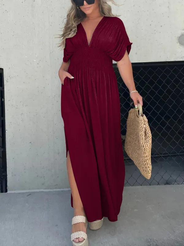 Maxi - Robe longue à col en V chic