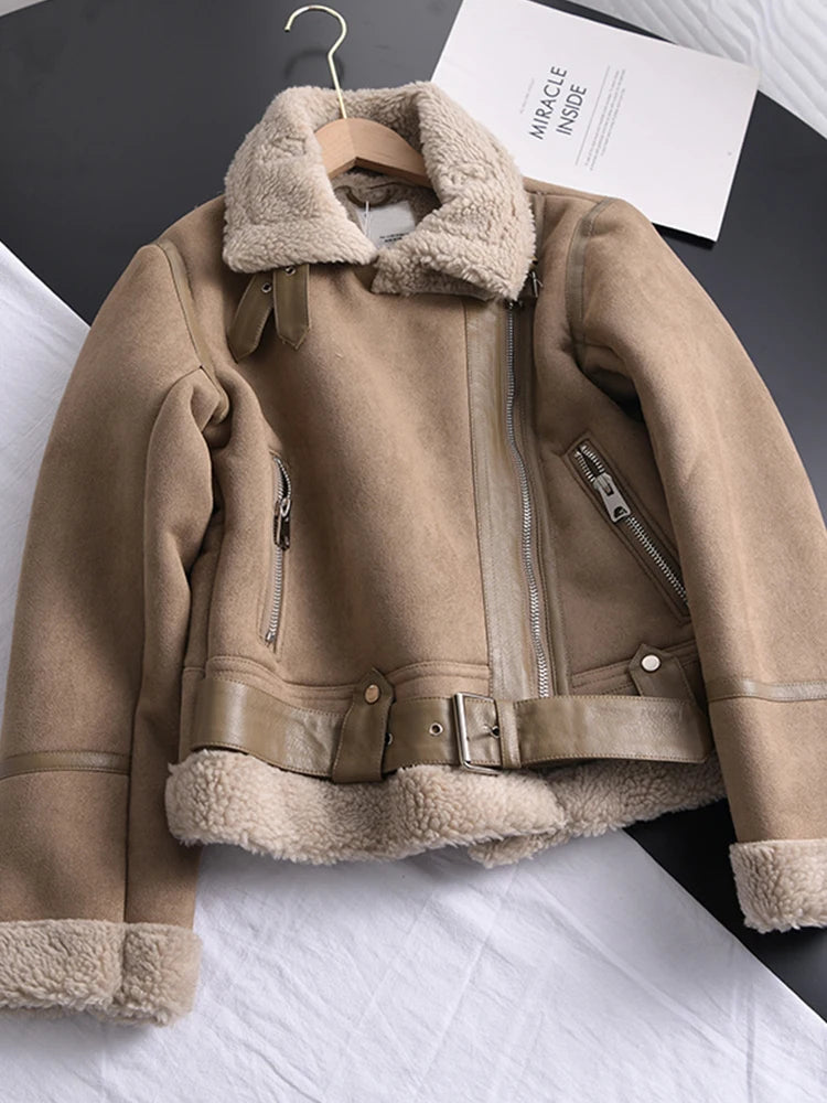 Manteau d'hiver en daim Olivia - Chaud et élégant