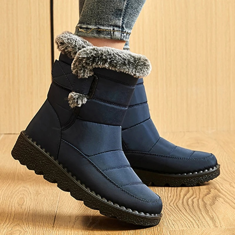 GlamShield - Bottes d'Hiver pour Femmes avec Col en Fourrure et Design Résistant à l'Eau