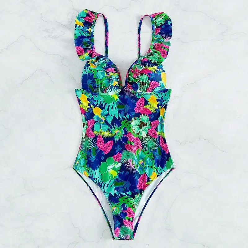 LolaBeach - Maillot de bain à volants et fleurs