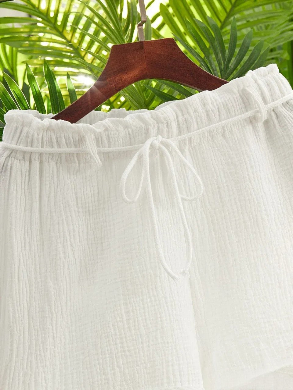 BelleRue - Short boho blanc en coton mélangé