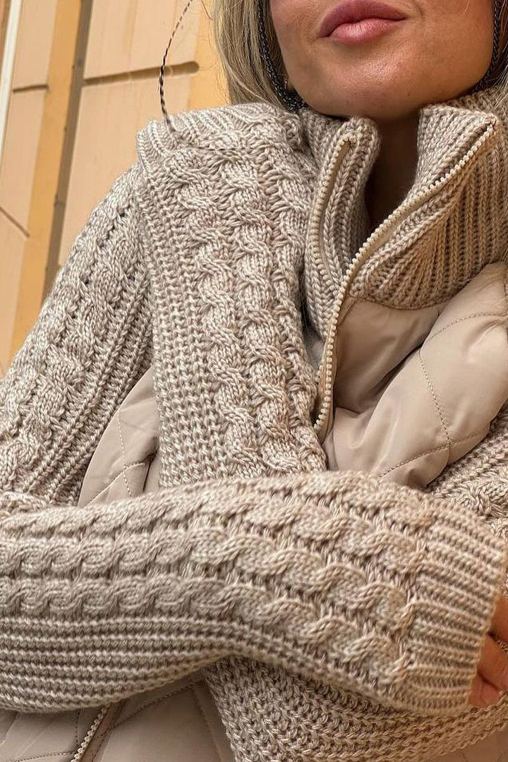 Jade - Veste Décontractée Unie - Patchwork Contrastant - Avec Fermeture Éclair