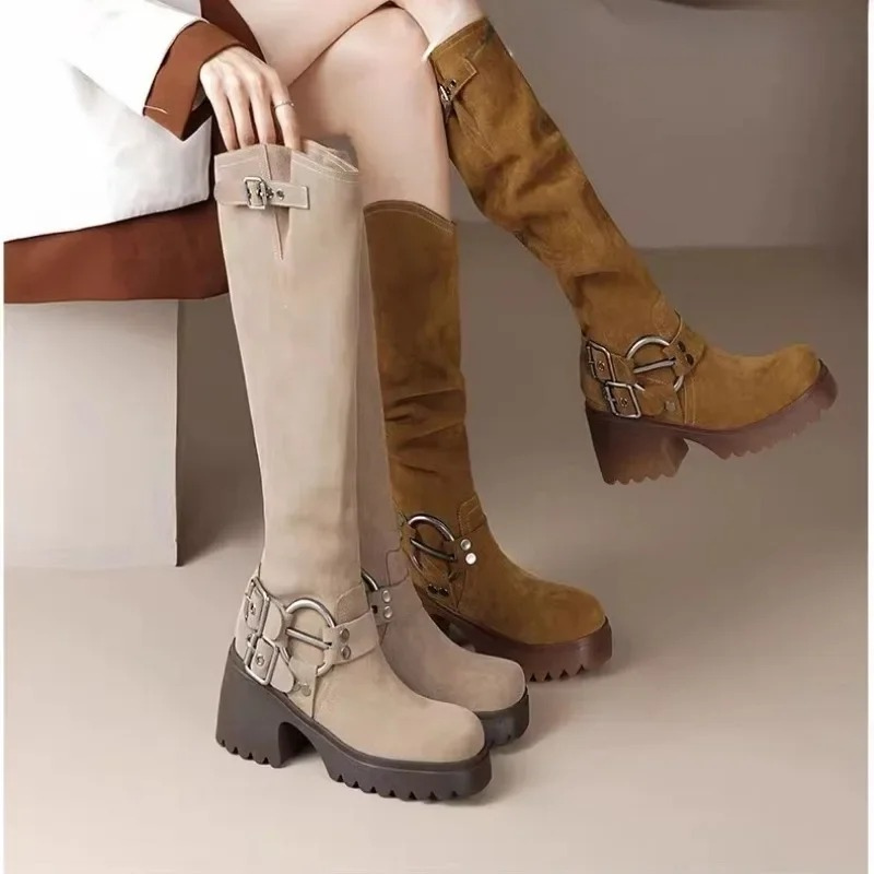 Amy - Bottes hautes confortables en cuir PU